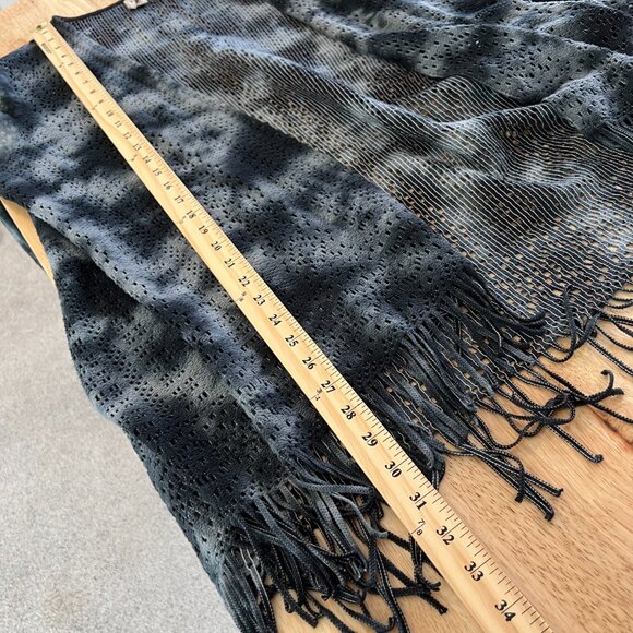 XCVI Tie-Dye Open Front Knit Cardigan Size Medium Crochet Boho Fringe Gray - Picture 8 of 10